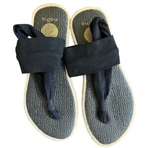nalho Yoga Mat Espadrille Sandals Black Size 9 UK 39 EUC Flip Flops Beachcore